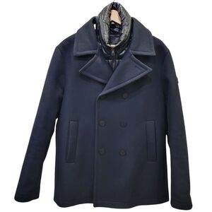 Duno Harper Feltre Double Breasted Navy Peacoat Preppy Wool Overcoat Mens L/XL